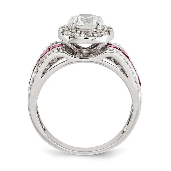 Sterling Silver Rhodiumplated CZ u0026 Lab Created Ruby Ring Goldia Rings