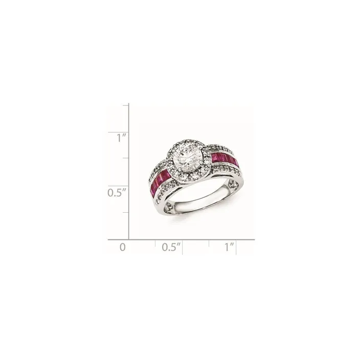 Sterling Silver Rhodiumplated CZ u0026 Lab Created Ruby Ring Goldia Rings