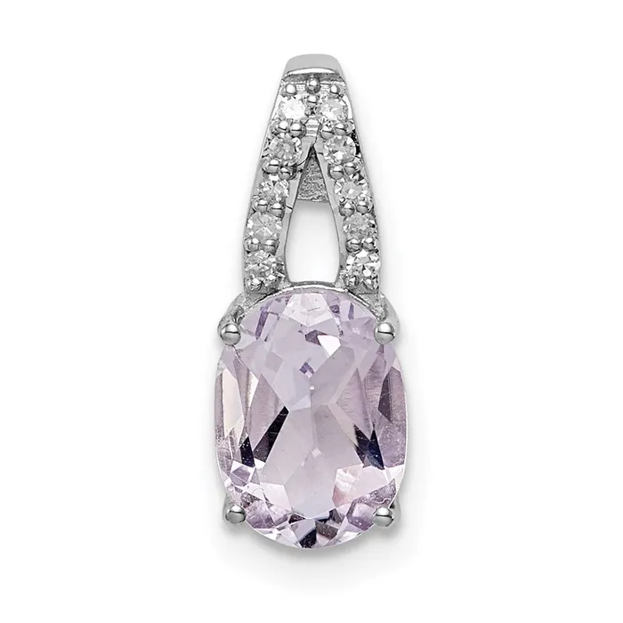 Sterling Silver Rhodiumplated Diamond and Pink Quartz Oval Pendant Goldia Necklaces Sterling Silver Rhodiumplated Diamond and Pink Quartz Oval Pendant Goldia Necklaces