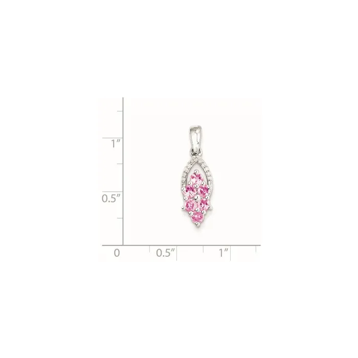 Sterling Silver Rhodiumplated Diamond u0026 Pink Tourmaline Pendant Goldia Necklaces