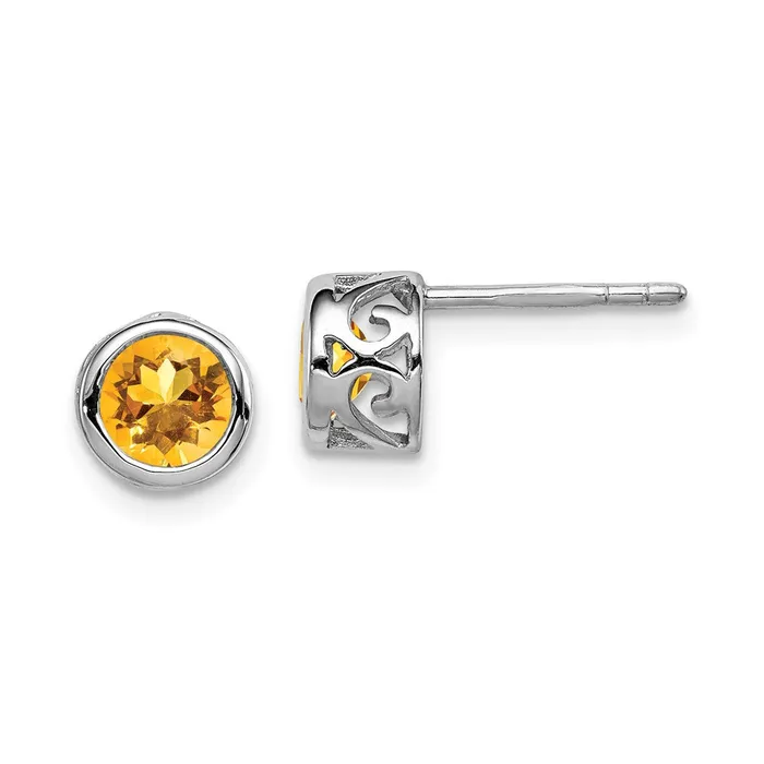 Sterling Silver Rhodiumplated Polished Citrine Round Post Earrings Goldia Earrings Sterling Silver Rhodiumplated Polished Citrine Round Post Earrings Goldia Earrings