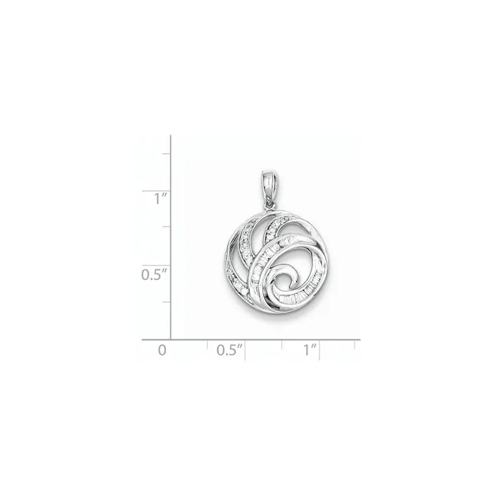 Sterling Silver Rhodium Plated u0026 Diamond Fancy Circle Pendant Goldia Necklaces