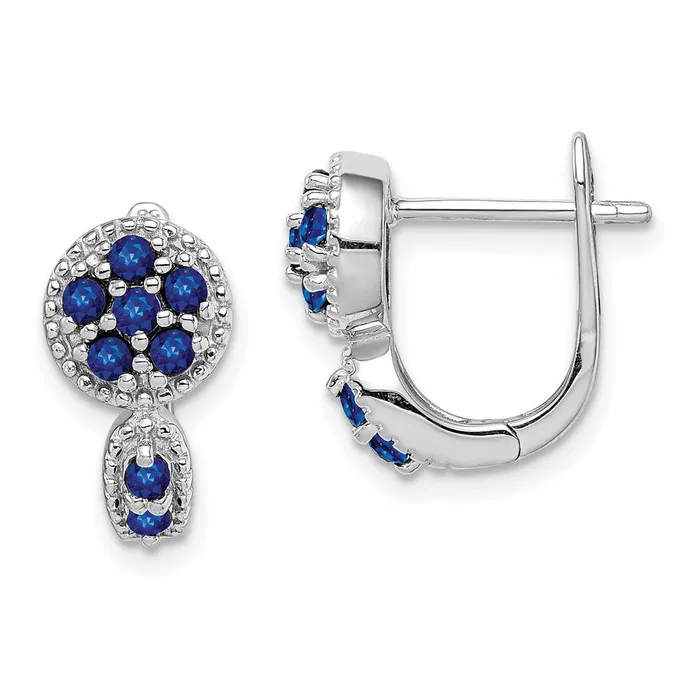 Sterling Silver Rhodiumplated with Sapphire Circle Hinged Earrings Goldia Earrings Sterling Silver Rhodiumplated with Sapphire Circle Hinged Earrings Goldia Earrings