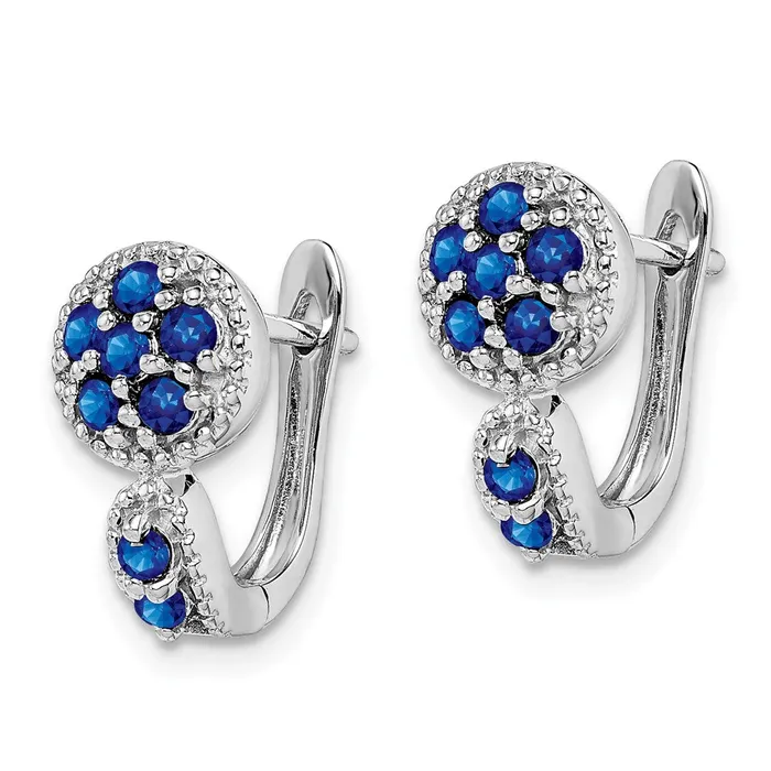 Sterling Silver Rhodiumplated with Sapphire Circle Hinged Earrings Goldia Earrings