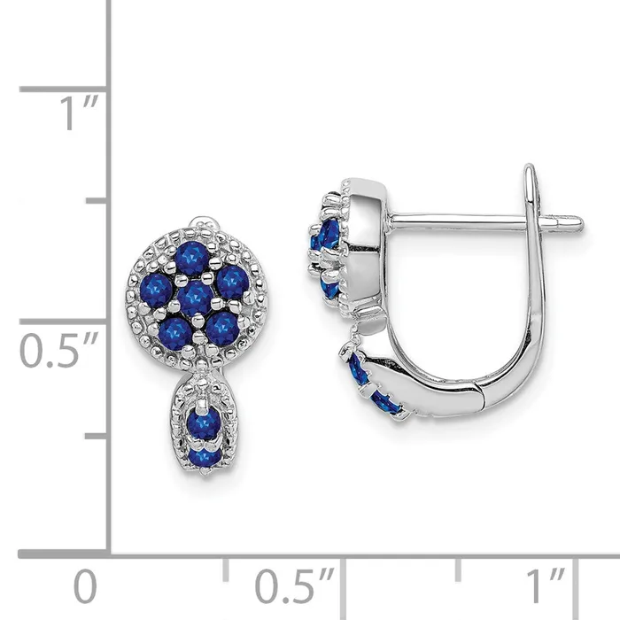 Sterling Silver Rhodiumplated with Sapphire Circle Hinged Earrings Goldia Earrings