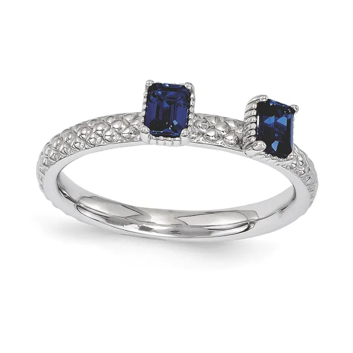 Sterling Silver Stackable Expressions Created Sapphire Two Stone Ring Goldia Rings Sterling Silver Stackable Expressions Created Sapphire Two Stone Ring Goldia Rings