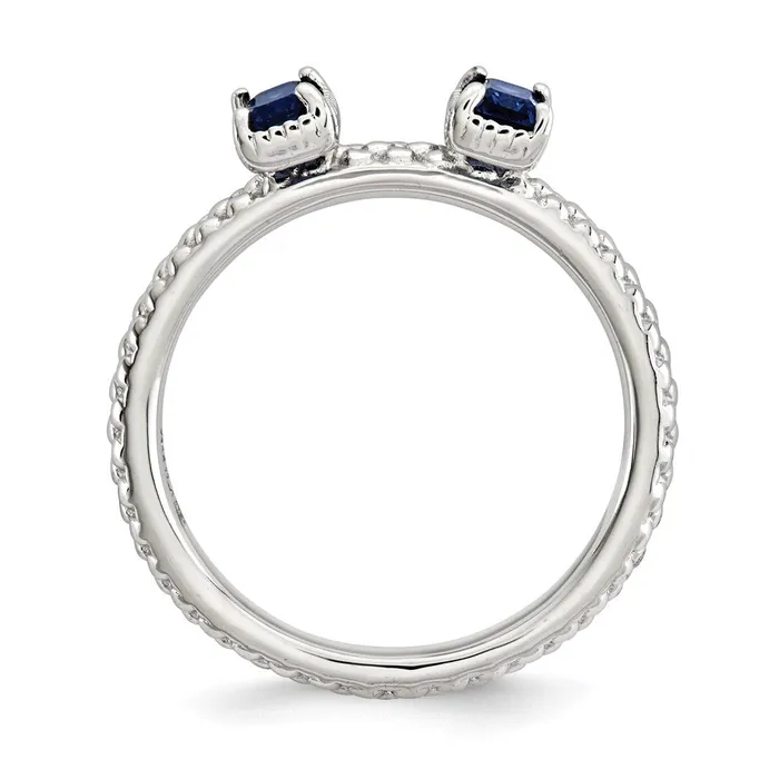 Sterling Silver Stackable Expressions Created Sapphire Two Stone Ring Goldia Rings