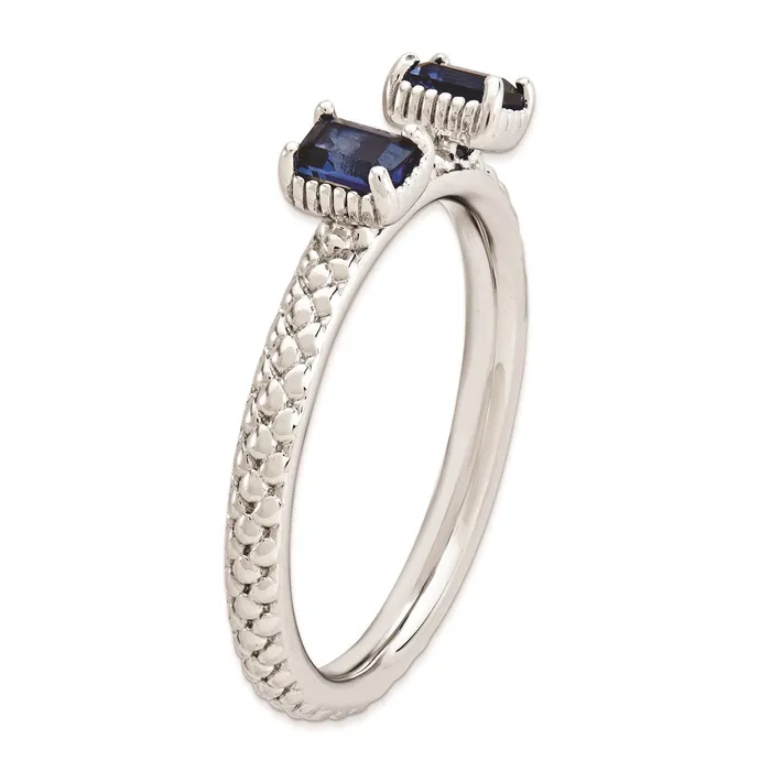 Sterling Silver Stackable Expressions Created Sapphire Two Stone Ring Goldia Rings