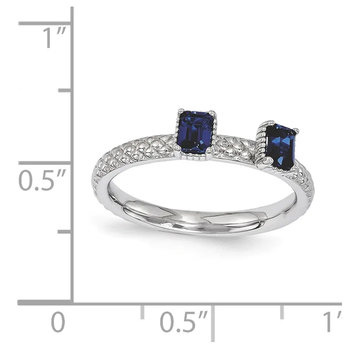 Sterling Silver Stackable Expressions Created Sapphire Two Stone Ring Goldia Rings