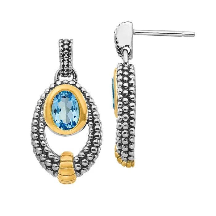 Sterling Silver wGold Flashplating Light Swiss Blue Topaz Dangle Earrings Goldia Earrings Sterling Silver wGold Flashplating Light Swiss Blue Topaz Dangle Earrings Goldia Earrings